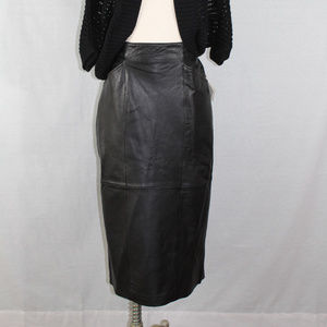 Evan Davis Midi Leather Skirt NWT